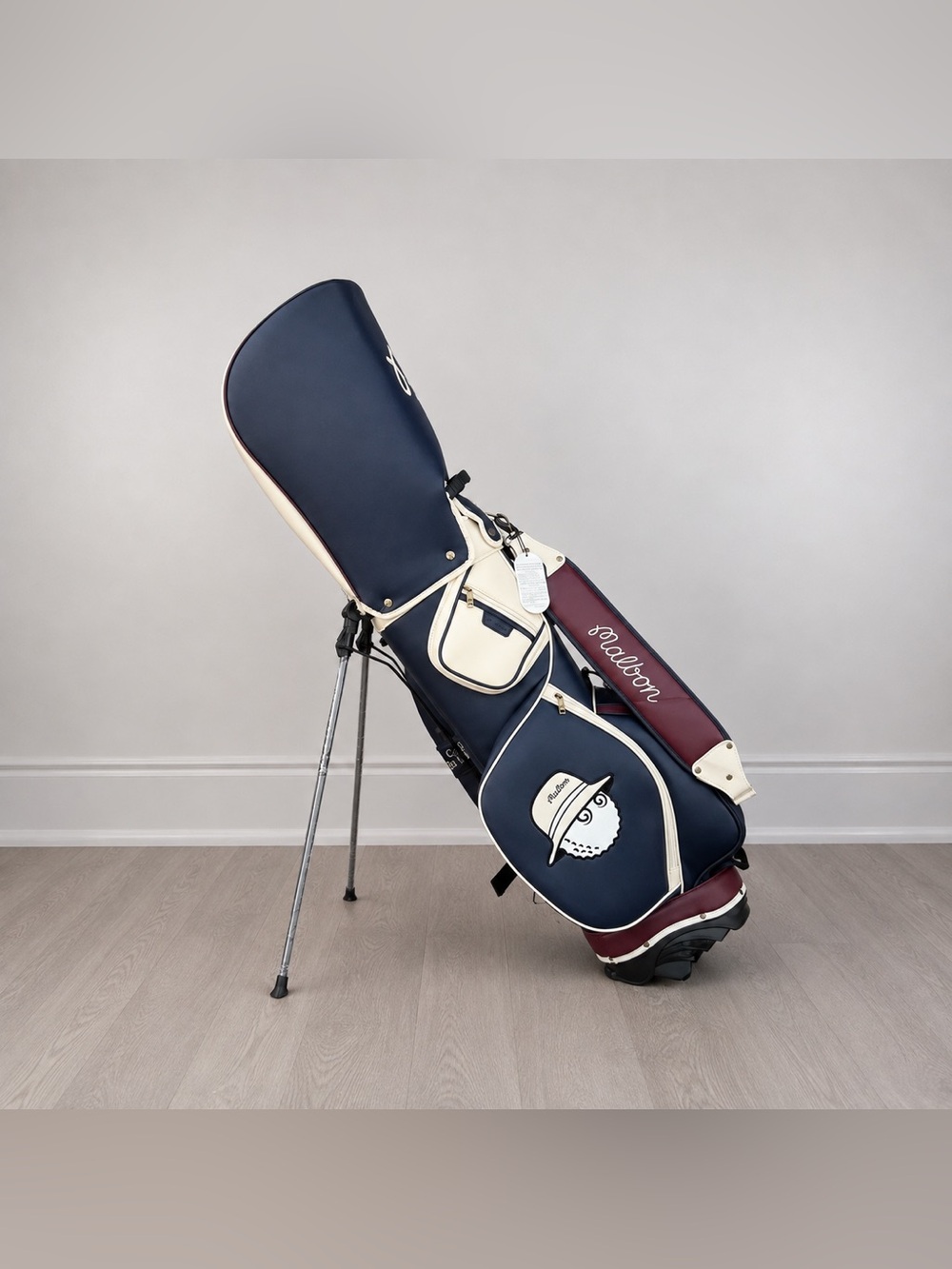 Stand Golf Carry Bag in Navy, Maroon & Cream